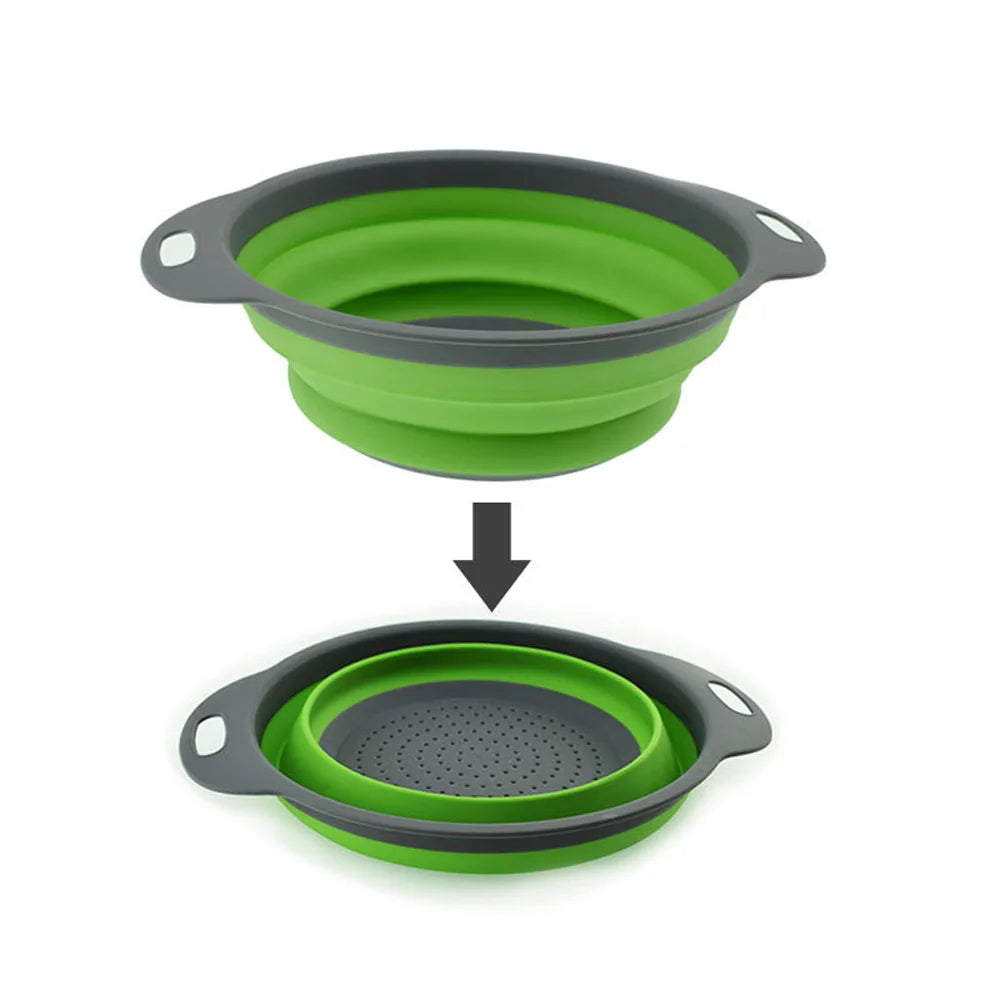 1PC Folding Strainer Bowl Outdoor Camping Tableware Silicone