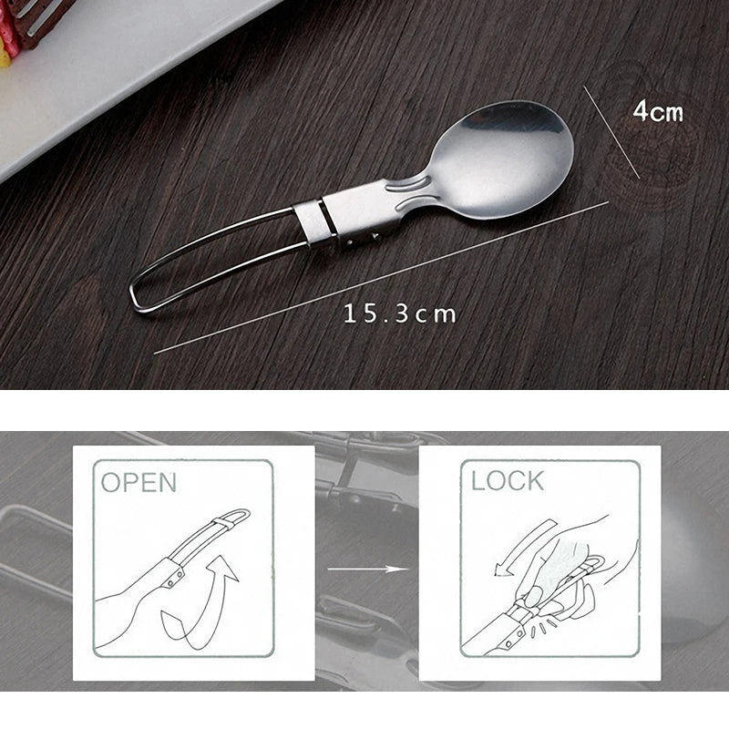 Outdoor Camping Picnic Stainless Steel Spoon Tableware Camp