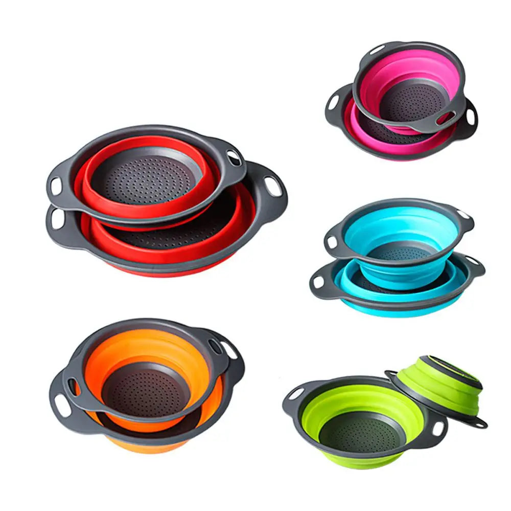 1PC Folding Strainer Bowl Outdoor Camping Tableware Silicone