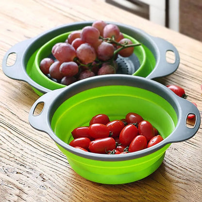 1PC Folding Strainer Bowl Outdoor Camping Tableware Silicone